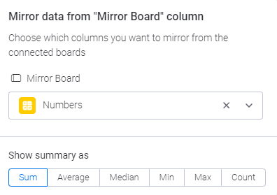 Number mirror colunm settings